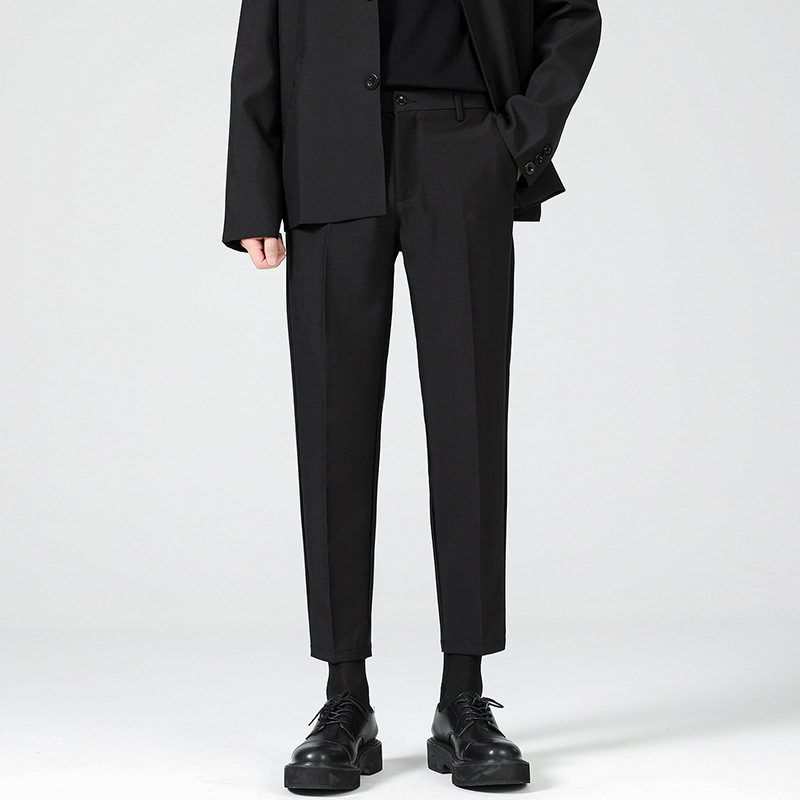 LKTM ropa de hombre # pantalones de traje engrosados forrados con forro polar estilo coreano SLIM-Fit rectos desplegables pantalones casuales de traje pequeño image 8