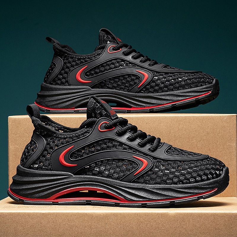 Zapatos deportivos casuales verano para hombres 2025 nuevos zapatos huecos de malla para hombres zapatos de malla grande para hombres aumentados en 45 tallas grandes