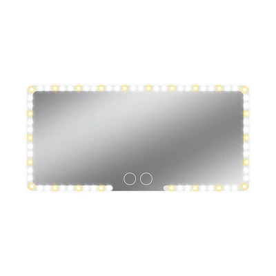 Sun visor rearview mirror visor mirror car led makeup - white-shell-two-color-double-buttons