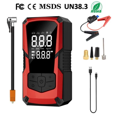 Pump Multifunctional Digital Display: Hava nasosu - enhanced-instant-start-version-power-bank-air-compressor-dy-20-red-suitable-for-all-engine-displacements-anti-reverse-smart-clamp