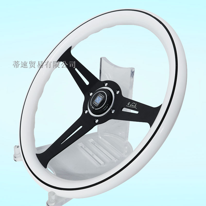 Cross-Border Hot-Selling Nd Universal 14-Inch 350mm White Abs Steering Wheel, Racing Steering Wheel with 74mm Hole Spacing