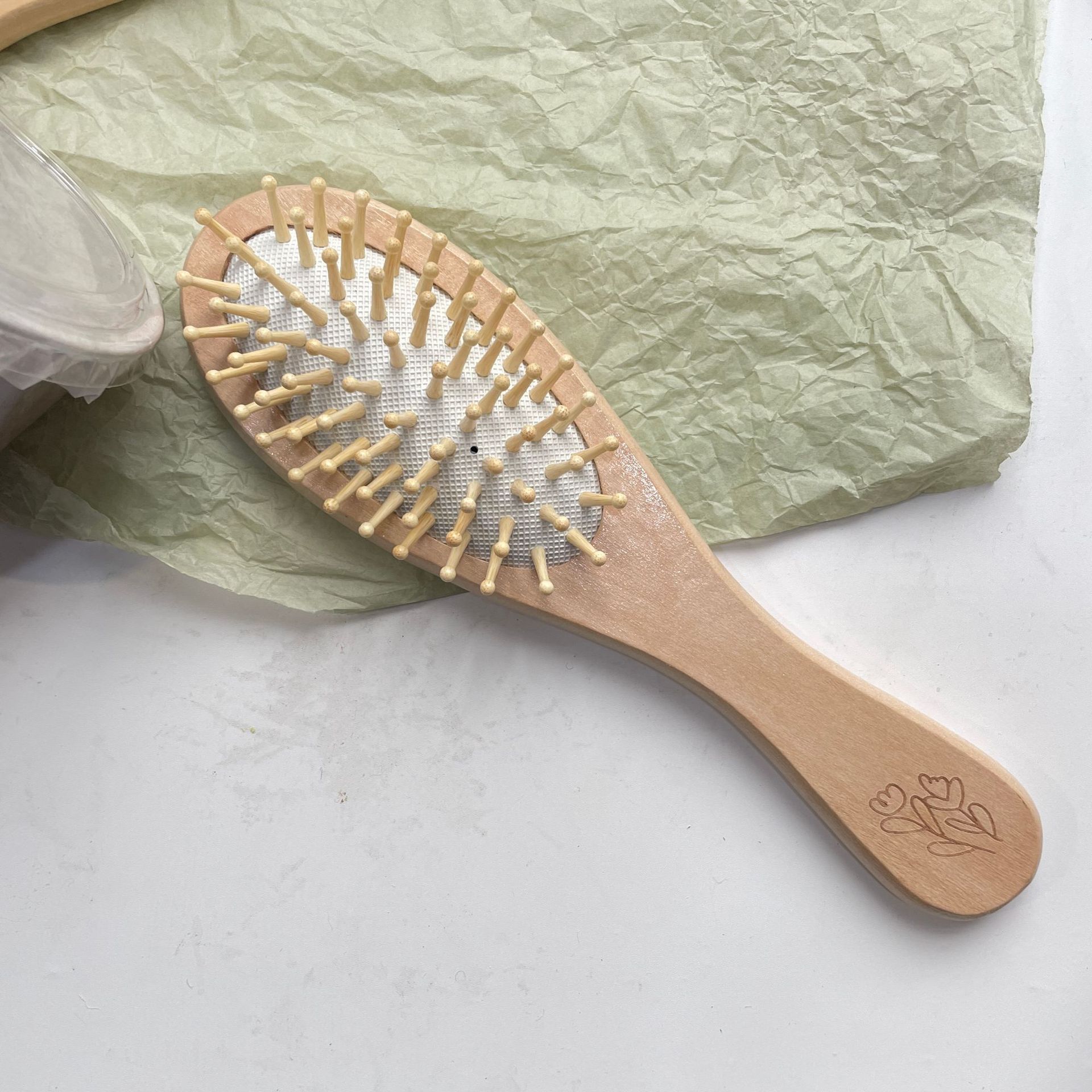 Peine de colchón de aire portátil masaje cuero cabelludo moda cabello suave anti-anudado madera de loto viaje hogar peine de madera BH411