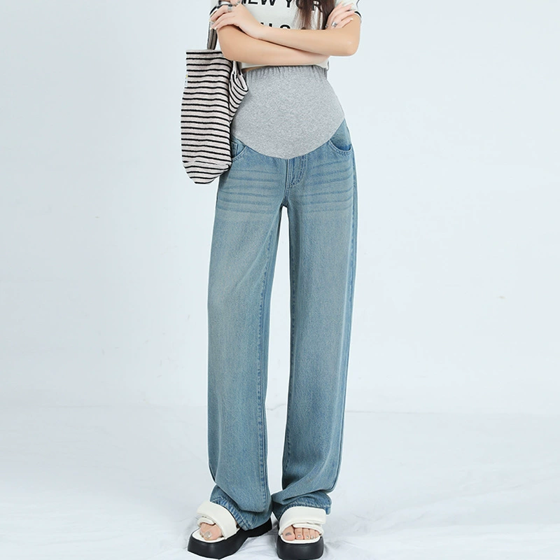 9110 # Брюки для беременных Джинсы Трасса Ткань с Лезель ткань дышащая холодная и тонкая беременная брюки для живота