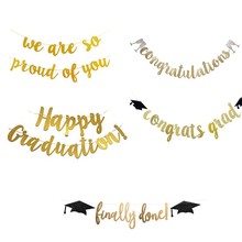 毕业派对装饰拉花拉旗套装个性字母毕业季场景布置横幅跨境批发