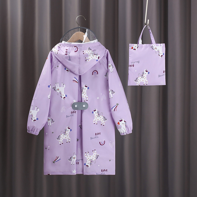 high quality Children's Raincoat with Schoolbag for Boys and Girls Baby Toddlers Long Waterproof Windproof Snow-proof Poncho