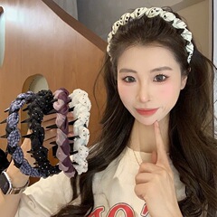 夏日布艺齿梳发箍女百搭高级感发卡头箍外出甜美头饰洗脸佩戴