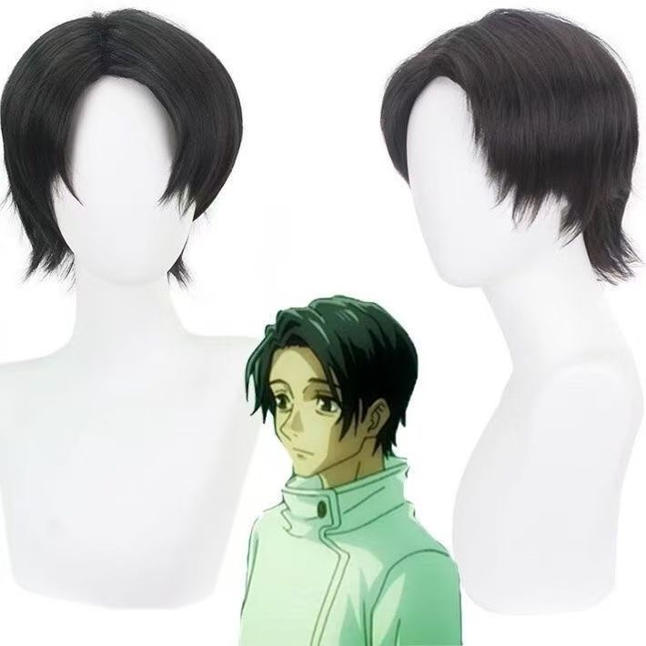 Jujutsu Kaisen Anime Yuji Itadori Cos Wig Natural Black Three-Part Side Part Wolf Tail Short Hair Full Headgear Style