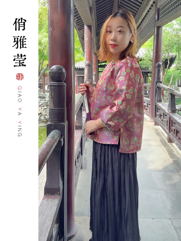 【桃夭抱福】早秋新中式国风葫芦提花圆领衬衫女洋气减龄唐装上衣|undefined