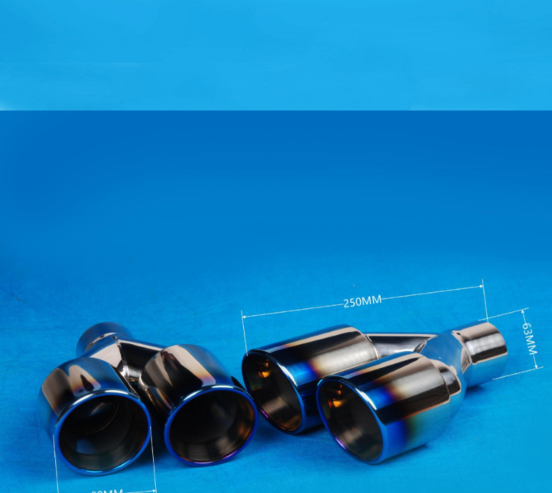 Stainless Steel Titanium-Plated Black Dual Exhaust Tailpipe Car Modification Exhaust Pipe Silencer Manufacturer Wholesale in Stock
