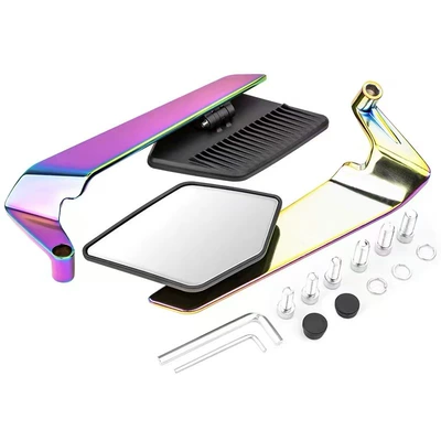 Motorcycle Electric Vehicle Modified New Fixed Wing Rearview Mirror Maverick Nine Core Universal Large Field of View Reflector (Motorcycle rearview mirror) - 467-rearview-mirror-electroplated-color-one-white-glass