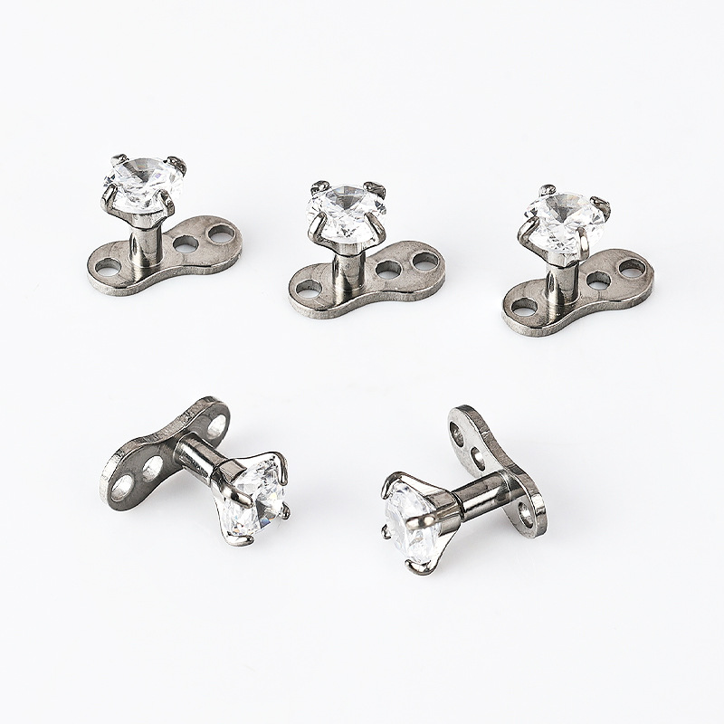 Zesen G23 Titanium Alloy Subcutaneous Buried Nail Zircon Internal Thread Lockbone Nail with Base suit Puncture Jewelry detail image 11
