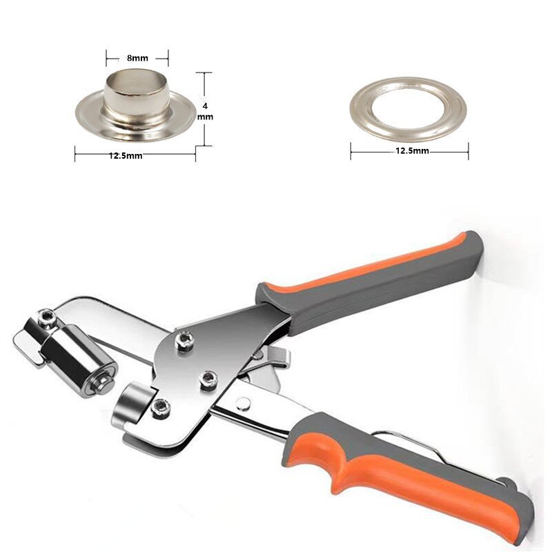 供跨境 内径8mm气眼配钳子套装 铁材质鸡眼手动压扣机 汽眼安装钳