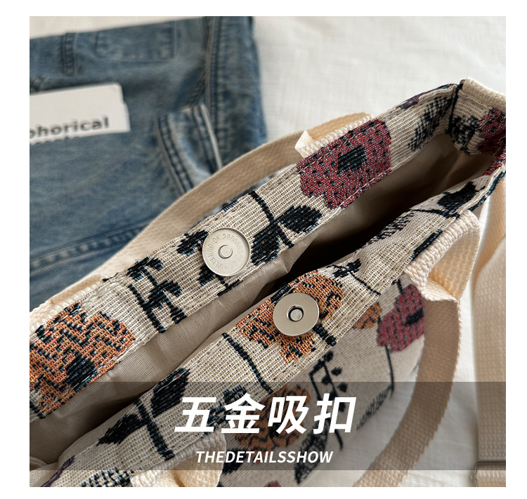 Canvas bag for women 2024 New large-capacity handbag, printed tote bag, niche design, artistic single-shoulder bag for work Item Picture