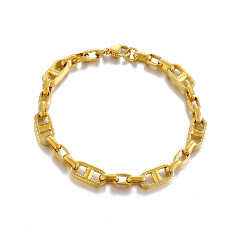 Europa y América nueva moda simple electrochapado titanio acero japonés cadena pulsera de acero inoxidable collar mujeres traje joyería