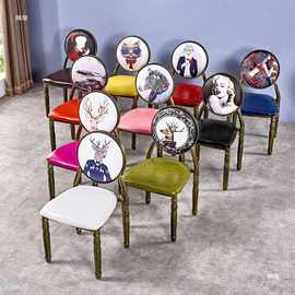 欧式美甲椅子铁艺化妆商用餐椅靠背凳子酒店个性家用简约现代椅子