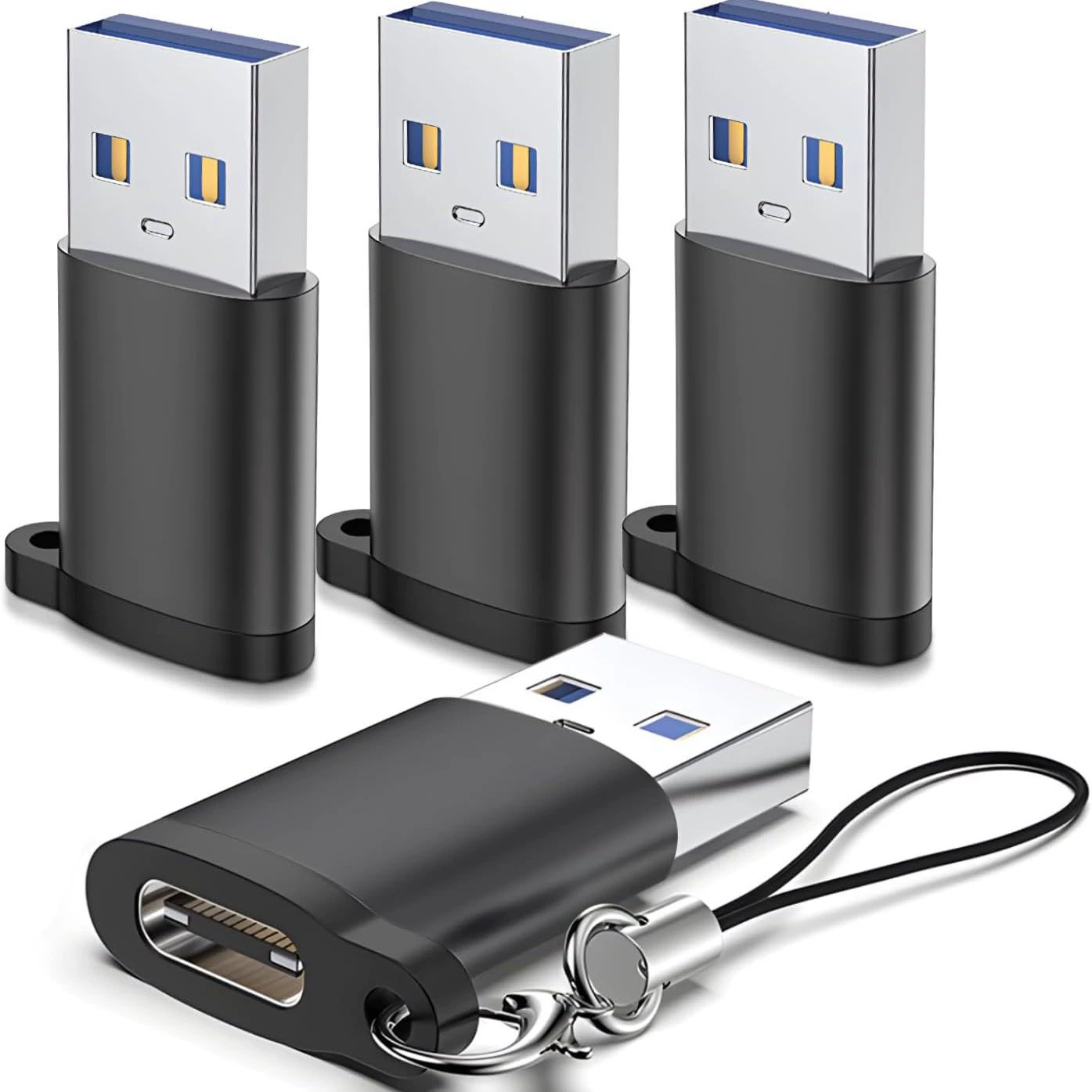 Адаптер USB 3.1, переходник Type-C (гнездо) из алюминиевого сплава, конвертер C-типа с возможностью зарядки и крючком