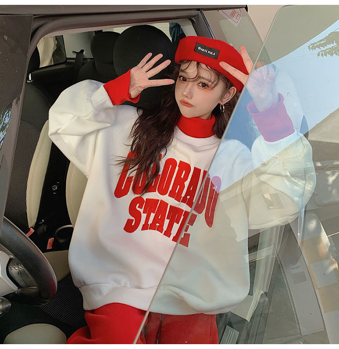 Women's Contrasting Hoodie Active Set For Autumn And Winter_voghion.com