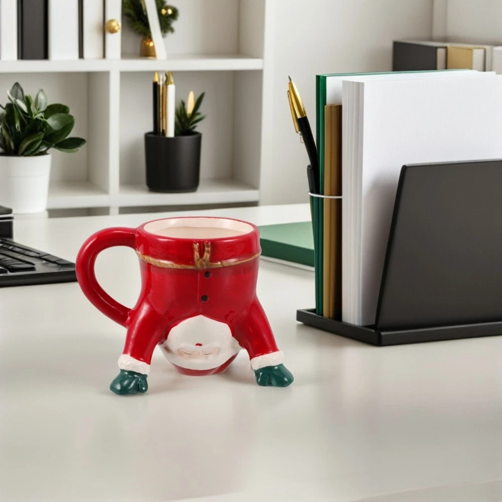 Navidad temática creativa Santa forma taza de cerámica decoración de vacaciones taza de cerámica de cubiertos diarios taza de cerámica