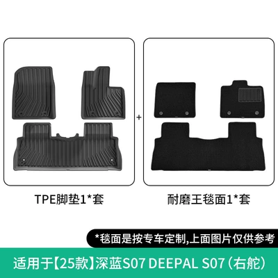 Blue S07 Fully Environmentally Friendly | Modelə uyğun ayaqaltı - 25-changan-deep-blue-s07-double-layer-wear-resistant-king-floor-mats-right-rudderhong-kong-china-w250005316