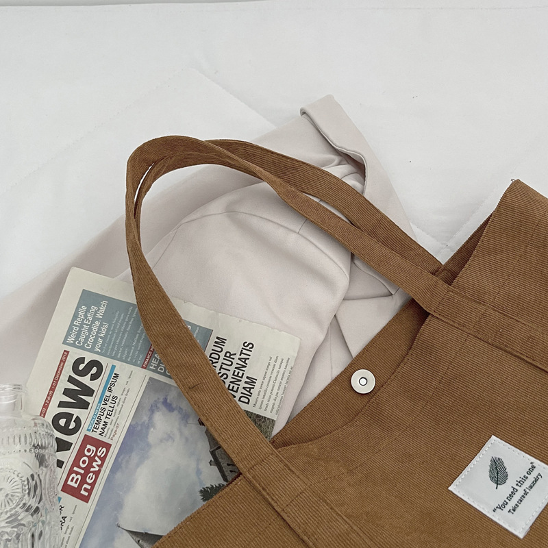 Bolso tote de pana vintage estilo chic, bolso grande de hombro para verano, retro, para estudiantes image 4