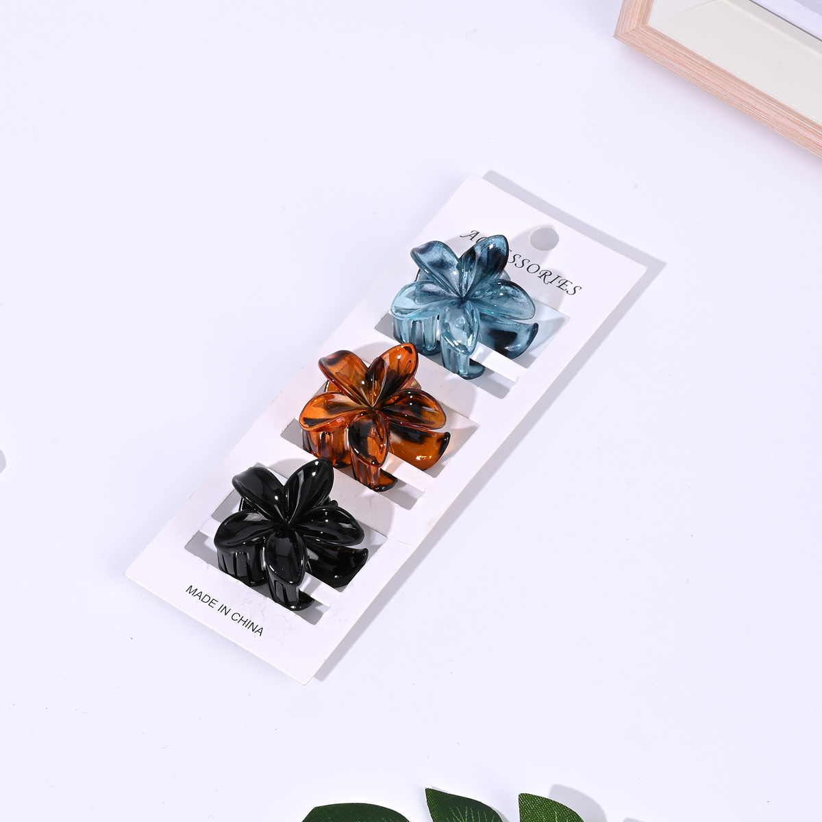 Galvanizado oro y plata huevo flor flor abrazadera de cabello color mediano agarrar abrazadera de cabello medio agarrar abrazadera de cabello de plástico 4cm