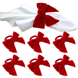 New Christmas Napkin Ring Red Bow Napkin Buckle Creative Napkin Ring Wedding Manufacturer Wholesale