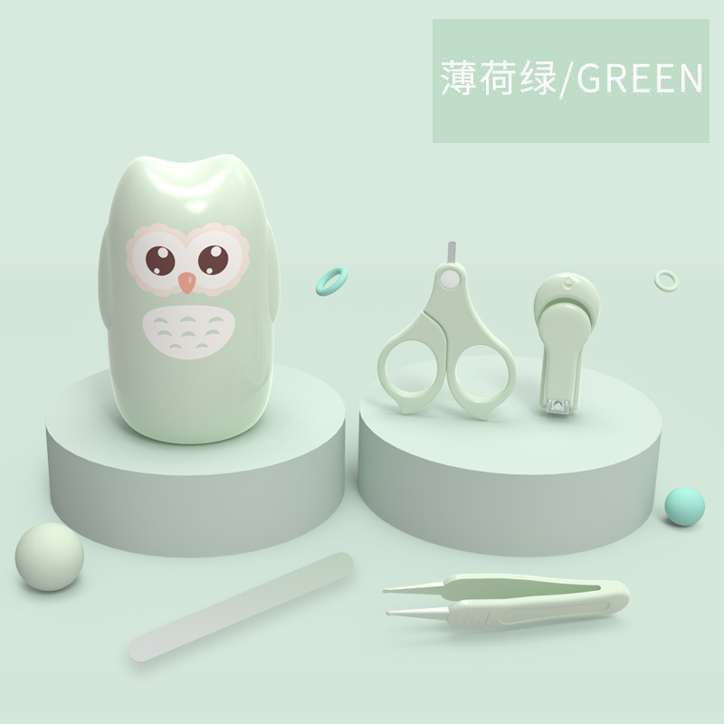 Набор кусачек для ногтей «Сова», 4 шт., мятно-зеленый