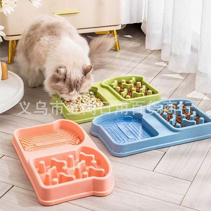 Perro anti-derribar gato lamper comida para mascotas doble tazón de comida para perros platos de comida para mascotas pan para mascotas comida lenta tazón