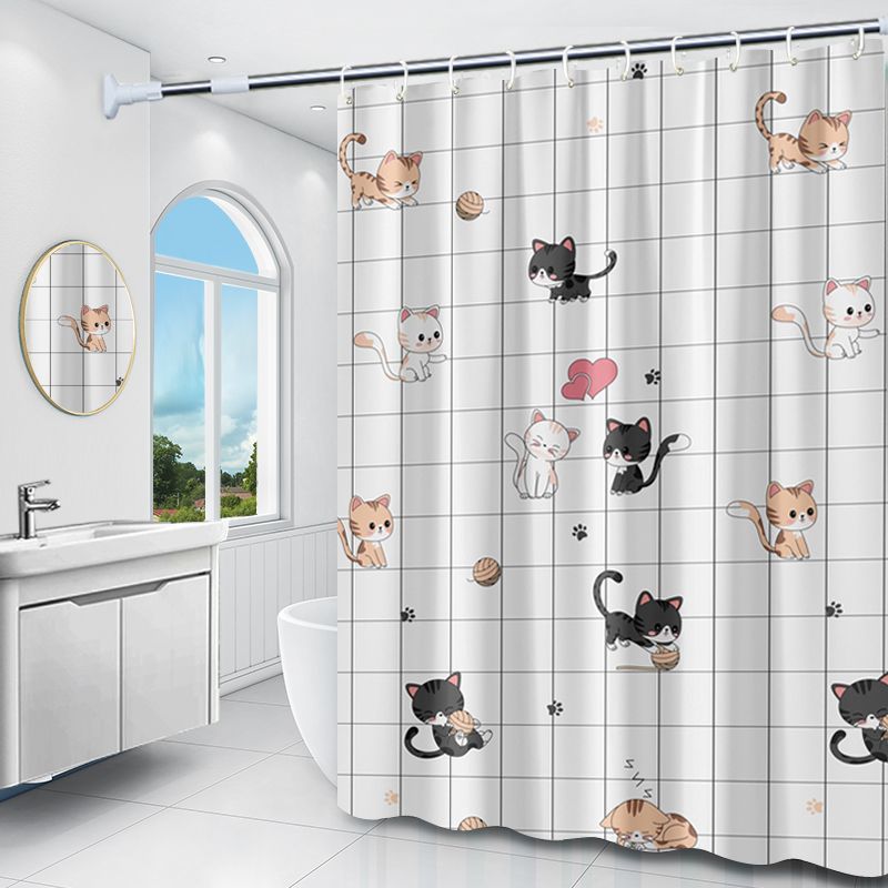 Bathroom Shower Curtain Waterproof and Mildew-Proof Set Punch-Free Partition Door Curtain Hanging Curtain High-End Bathroom Shower Curtain