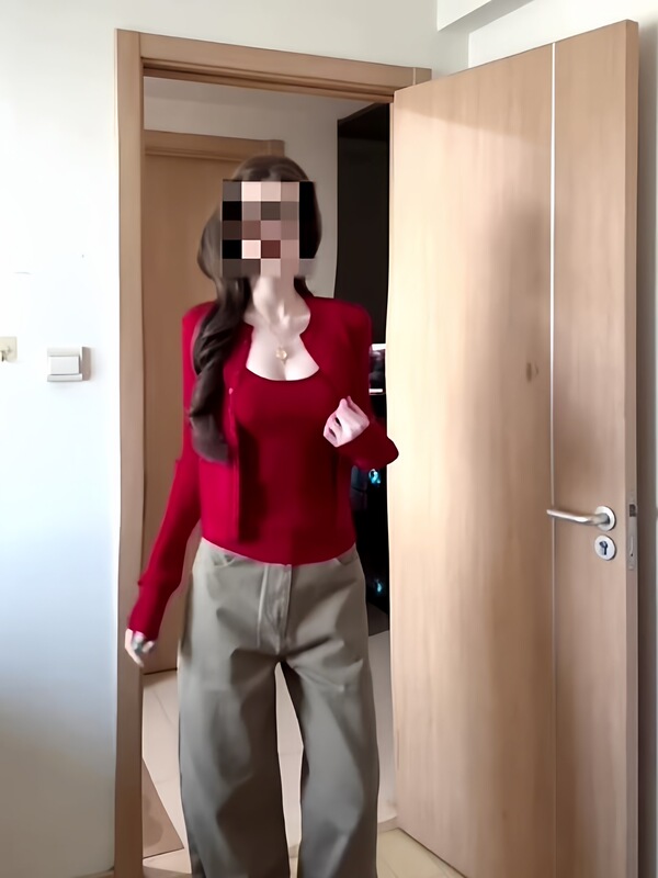 红色纯欲辣妹针织吊带开衫两件套女早秋季百搭小个子短款上衣外套|undefined