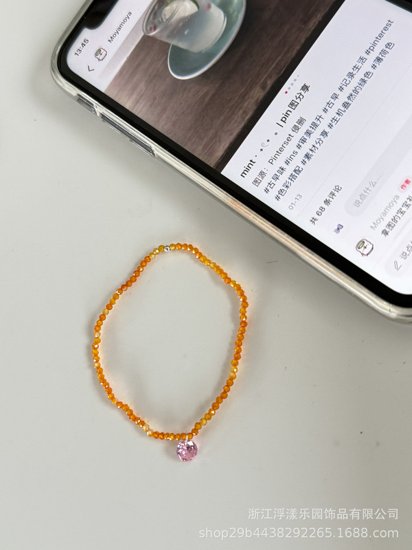 韓国ドーパミンキャンディーカラーの自家製小さなカラフルなキャンディースーパーフラッシュジルコン宝石ペンダントブレスレットシンプルなニッチデザイン|undefined