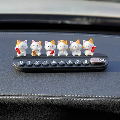 Lucky Cat Car Temporary Nömrəli dayanma kartı - 6-fortune-cats-black-aromatherapy-parking-sign