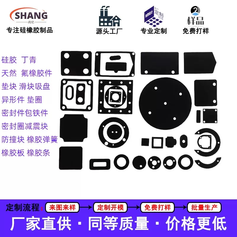 厂家加工硅胶制品天然橡胶异形件模压件密封三元乙丙橡胶配件防水