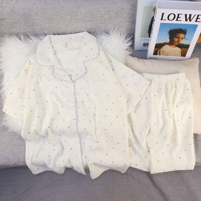 Al por mayor transfronterizo nuevo verano nubes de algodón dibujos animados mangas cortas pantalones cortos pijamas ropa de casa de mujer set ropa de casa de moda