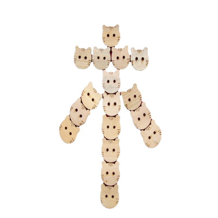 东莞星光厂家直销木质钮扣彩色环保儿童diy卡通圆形异形2孔纽扣子