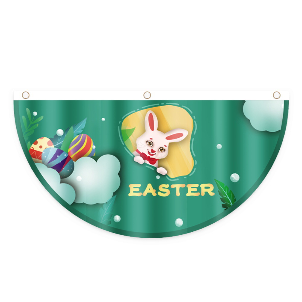 Cruz-frontera nueva bandera de ventilador de Pascua decoraciones de la cerca al aire libre creativo impreso dibujos animados semicírculo bandera