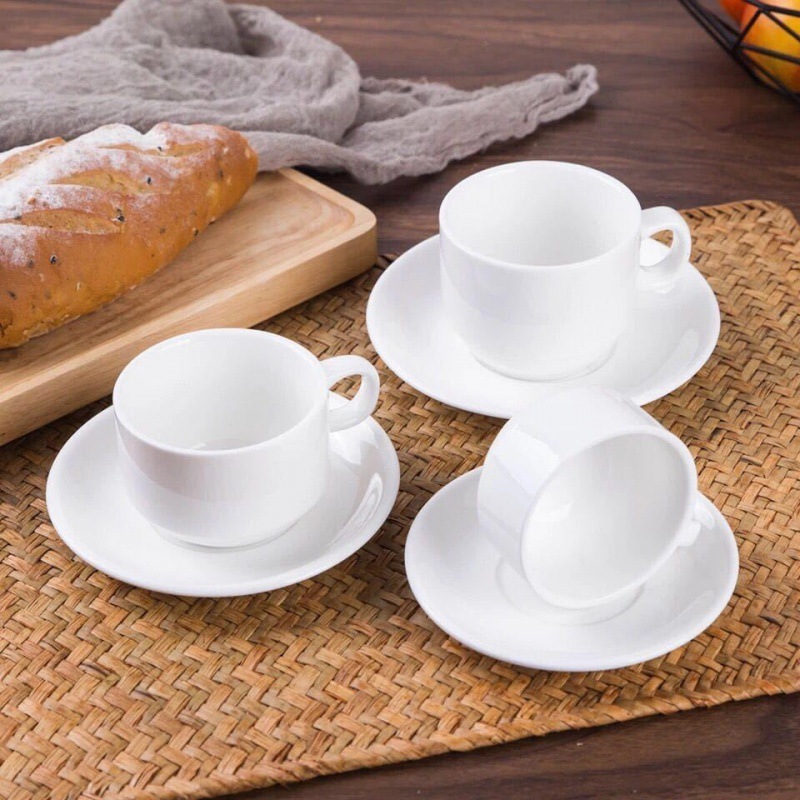 ホワイトセラミックコーヒーカップとソーサーセットホテル西洋レストラン商業シンプルなコーヒーカップカフェコーヒーカップ|undefined