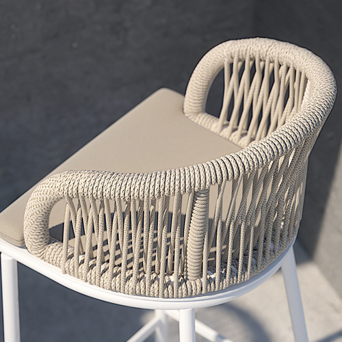 Nordic outdoor bar chair villa outdoor open-air high stool creative aluminum alloy leisure rattan bar counter table and chair