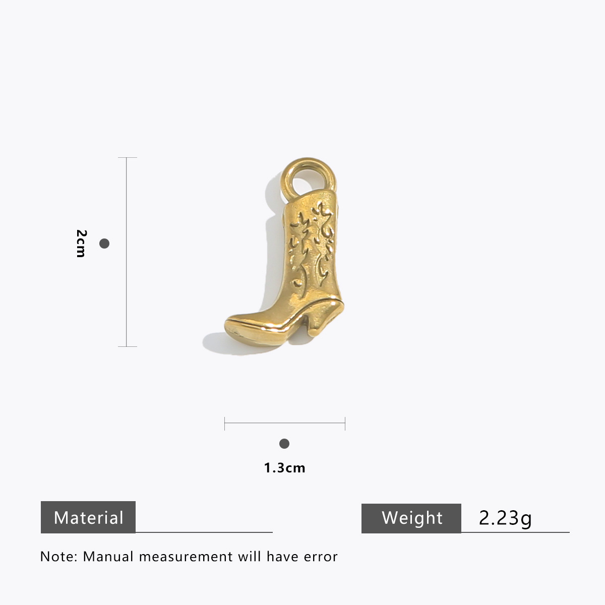 6g Weight Pendant Jewelry Making Type Charms Classification 5 PCS/Package Quantity 304 Stainless Steel Material Boots Pattern All Seasons Season Plating Design Retro, Classic Style Style 5 PCS/Package 304 Stainless Steel Boots Pendant Charms 5