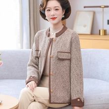 妈妈秋装新款貂绒针织外套中年妇女上衣中老年女春秋毛呢夹克