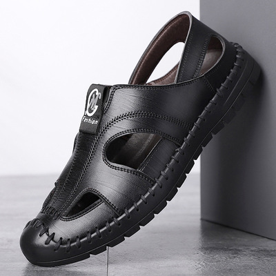 leisure time leather shoes Spring soft sole Crocs Korean Edition Lazy man Shoelace A pedal drive genuine leather shoes
