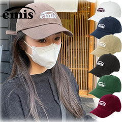 韓国 emis 帽子女性の夏の帽子野球帽女性のひさしキャップカジュアル無地ソフトトップネイビーブルー