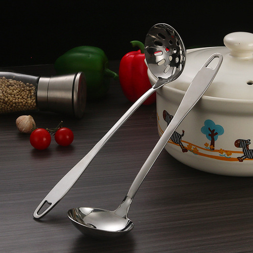 304 stainless steel hot pot colander, long handle, spoon, flat handle, exquisite large spoon, kitchen utensils wholesale