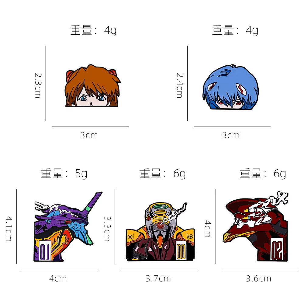 Брошь Neon Genesis Evangelion из японского аниме, периферия меха Асука, украшение для сумки, металлическая эмблема с каплей