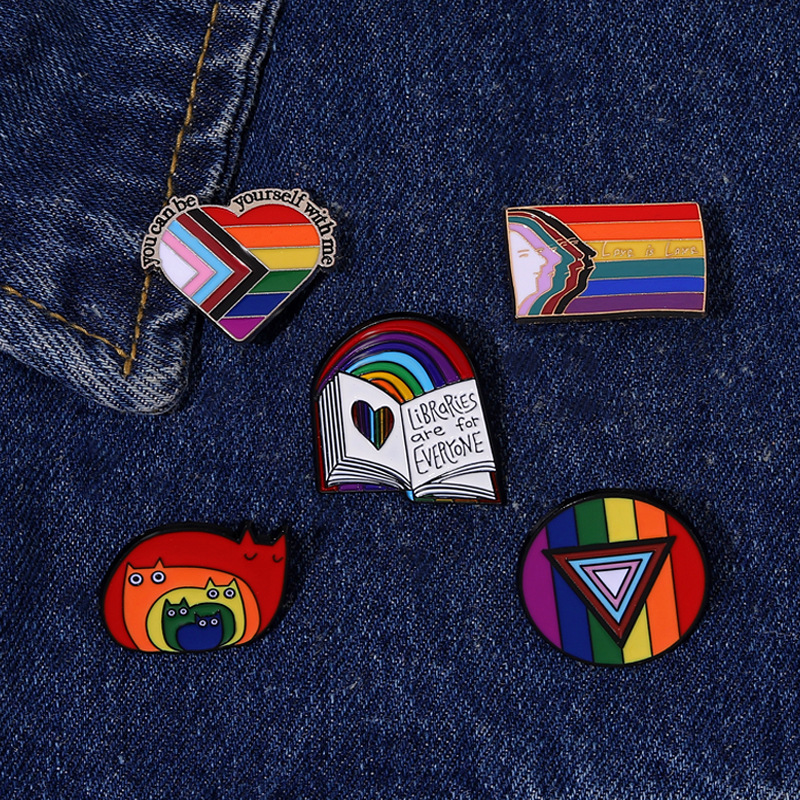 Mode Regenbogen Herzform Katze Legierung Überzug Unisex Broschen display picture 2