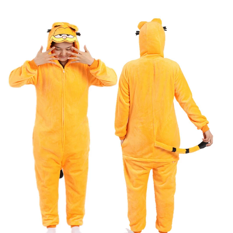 Новый фланелевый мультфильм животных сиамская пижама Гарфилд единорог мужской и женский кот динозавр пара домашняя одежда