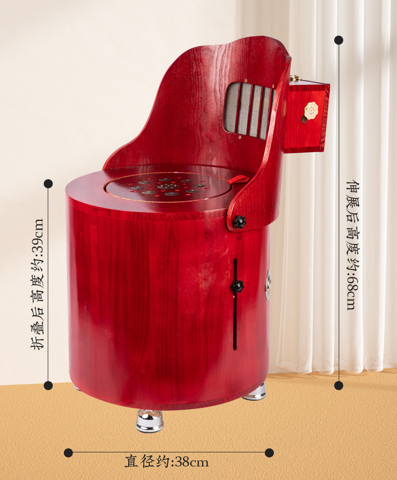 Solid Wood Moxibustion Stool Seat with Moxa Sticks Ash Tray and Tweezers for Home Warm Therapy preparation