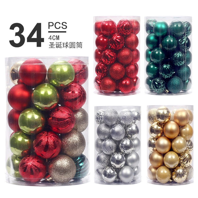 Подарочная ёлочная игрушка комплект, 34 шт, 4 см, assorted colors and finishes