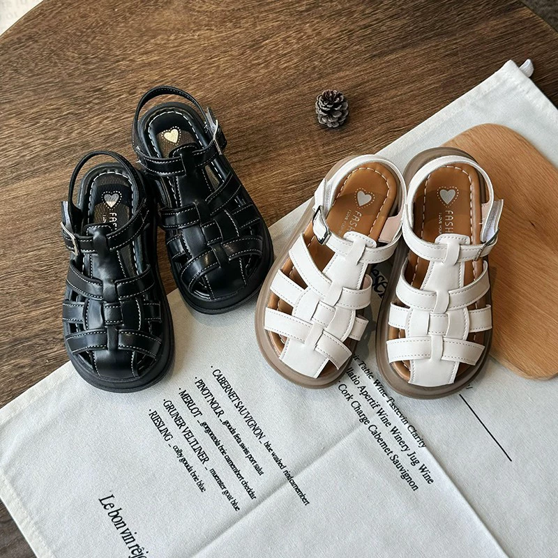 Детские босоножки для девочек, принцесса Баотоу, летний стиль 2025 года, мягкая подошва, римские сандалии