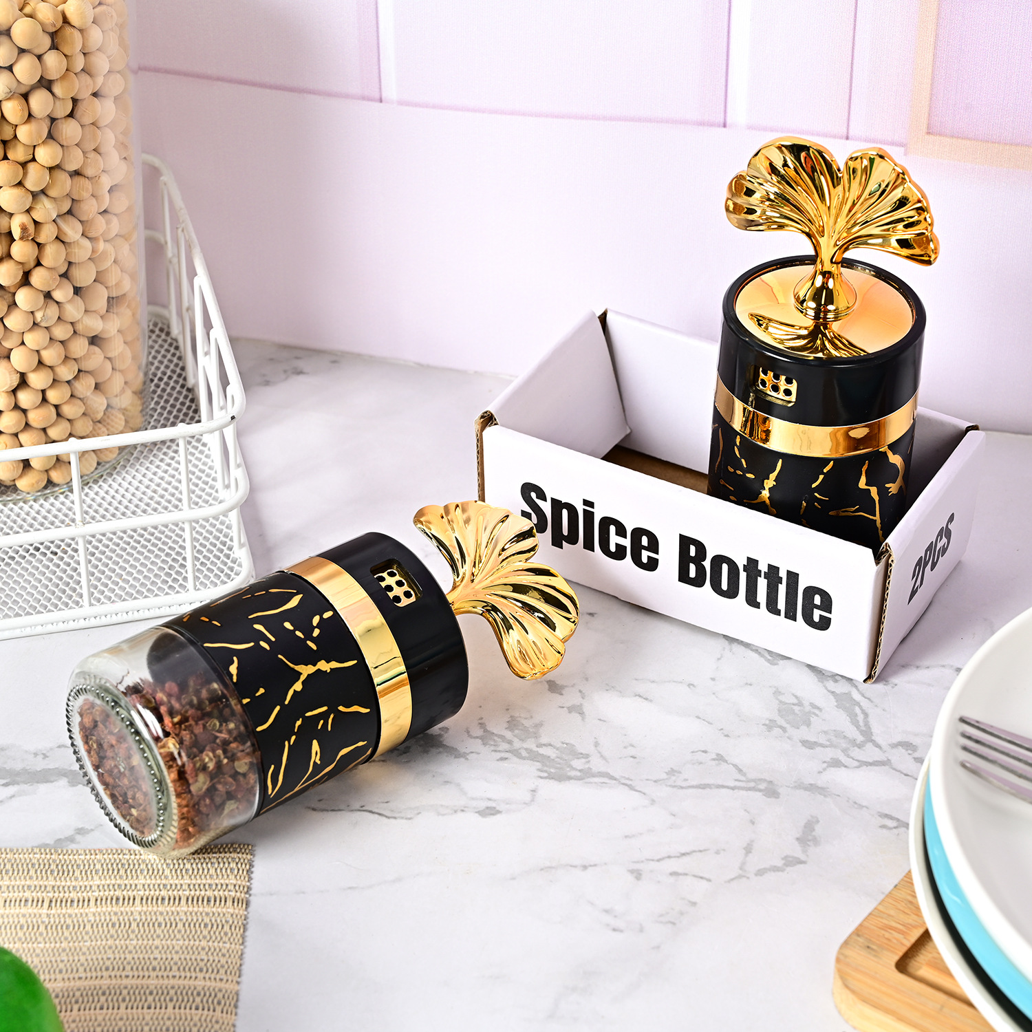 Amazon nuevo hogar cocina a prueba de humedad de vidrio sellado condimento botella cocina sabor sal condimento botella traje